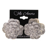 Rose Stud-Earrings Silver-Tone Color #LQE1778