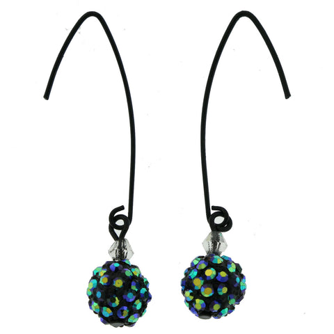 Metal Drop-Dangle-Earrings With Crystal Accents Black & Blue Colored
