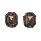 Black & Silver-Tone Colored Metal Stud-Earrings With Crystal Accents #LQE1781