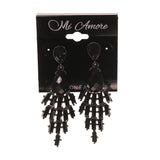 Black & Silver-Tone Metal -Dangle-Earrings Bead Accents #LQE1825