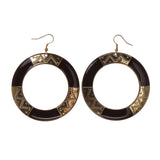 Gold-Tone & Brown Colored Metal Dangle-Earrings #LQE1852