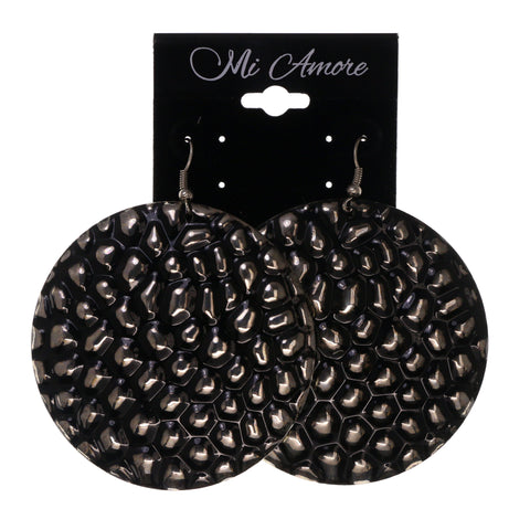 Black & Silver-Tone Colored Metal Dangle-Earrings #LQE1861
