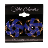Blue & Gold-Tone Colored Metal Stud-Earrings #LQE1894