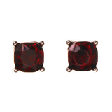 Red & Silver-Tone Colored Metal Stud-Earrings With Crystal Accents #LQE1897