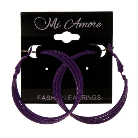 Purple Metal Hoop-Earrings #LQE1899