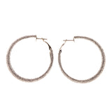 Glitter Sparkle Hoop-Earrings Silver-Tone Color #LQE1902