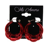 Red Metal Hoop-Earrings #LQE1910