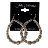Silver-Tone & White Colored Acrylic Dangle-Earrings With Bead Accents #LQE1928