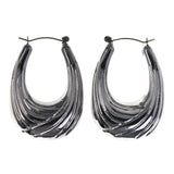 Silver-Tone Metal Hoop-Earrings #LQE1954