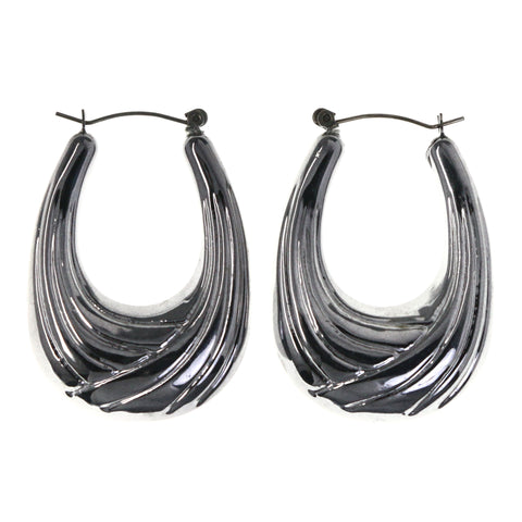 Silver-Tone Metal Hoop-Earrings #LQE1954