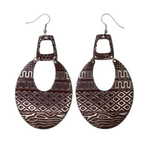 Red & Silver-Tone Colored Metal Dangle-Earrings #LQE1979