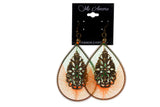 Orange & Green Colored Fabric Dangle-Earrings #LQE1985