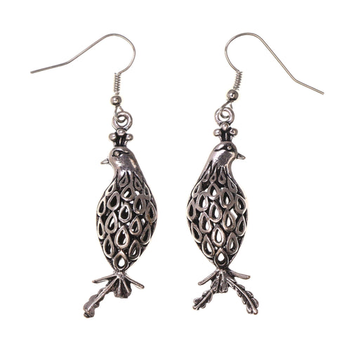 Bird Dangle-Earrings Silver-Tone Color #LQE1994