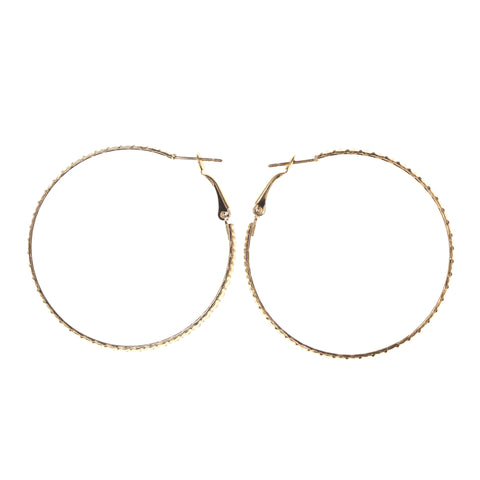 Gold-Tone Metal Hoop-Earrings #LQE1996