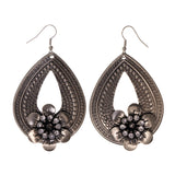 Flower Dangle-Earrings Silver-Tone Color #LQE2005
