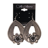 Flower Dangle-Earrings Silver-Tone Color #LQE2005