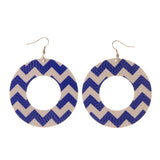 Blue & White Colored Metal Dangle-Earrings #LQE2016