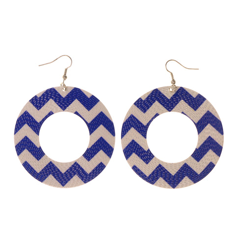 Blue & White Colored Metal Dangle-Earrings #LQE2016