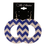 Blue & White Colored Metal Dangle-Earrings #LQE2016