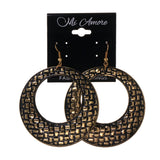 Gold-Tone & Black Colored Metal Dangle-Earrings #LQE2018