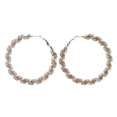 Silver-Tone Metal Hoop-Earrings #LQE2020