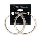 Glitter Sparkle Hoop-Earrings Silver-Tone Color #LQE2024