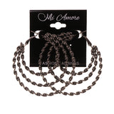 Black & Silver-Tone Colored Metal Hoop-Earrings #LQE2028