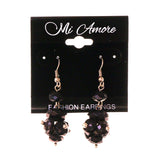 Black & Silver-Tone Colored Acrylic Dangle-Earrings With Bead Accents #LQE2074