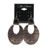 Silver-Tone & Brown Colored Metal Dangle-Earrings #LQE2102