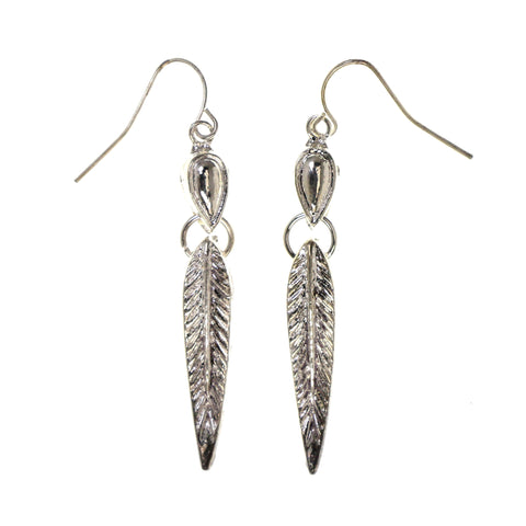 Feather Dangle-Earrings Silver-Tone Color #LQE2117