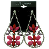 Silver-Tone & Multi Colored Metal Dangle-Earrings With Crystal Accents