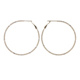 White & Silver-Tone Colored Metal Hoop-Earrings #LQE2127