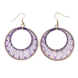Purple & Silver-Tone Colored Metal Dangle-Earrings #LQE2155