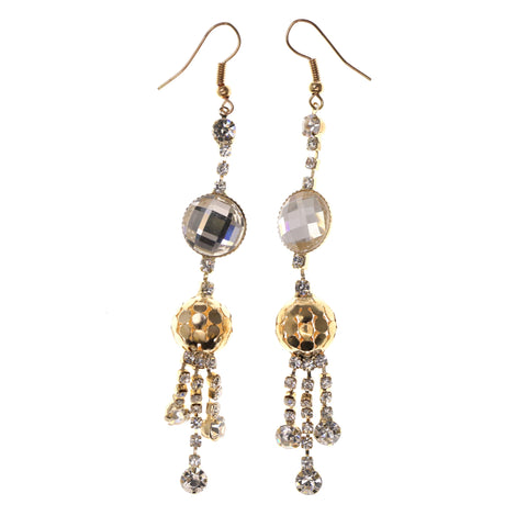 Gold-Tone & Silver-Tone Metal Dangle-Earrings Crystal Accents