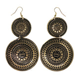 Gold-Tone & Black Colored Metal Dangle-Earrings #LQE2190