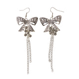 Bow Dangle-Earrings Silver-Tone Color #LQE2192
