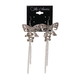 Bow Dangle-Earrings Silver-Tone Color #LQE2192