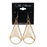 Wire Wrap Dangle-Earrings Gold-Tone Color #LQE2213