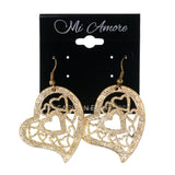 Heart Dangle-Earrings Gold-Tone Color #LQE2222