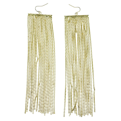 Gold-Tone Metal Tassel-Earrings