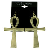 Gold-Tone Metal Ankh Dangle-Earrings