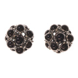 Black & Silver-Tone Colored Metal Stud-Earrings With Bead Accents #LQE2294