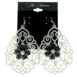 Silver-Tone & Multi Colored Plastic Dangle-Earrings With Crystal Accents