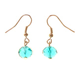 Blue & Silver-Tone Colored Acrylic Dangle-Earrings With Bead Accents #LQE2317
