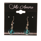 Blue & Silver-Tone Colored Acrylic Dangle-Earrings With Bead Accents #LQE2317