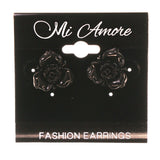 Flowers Stud-Earrings Black Color #LQE2326