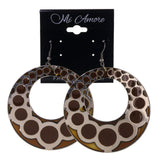 Silver-Tone & Brown Colored Metal Dangle-Earrings #LQE2337