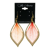 Gold-Tone & Orange Colored Fabric Dangle-Earrings #LQE2350
