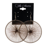 Silver-Tone & Brown Colored Fabric Dangle-Earrings #LQE2370