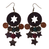 Star Dangle-Earrings With Bead Accents Purple & Multi Colored #LQE2373